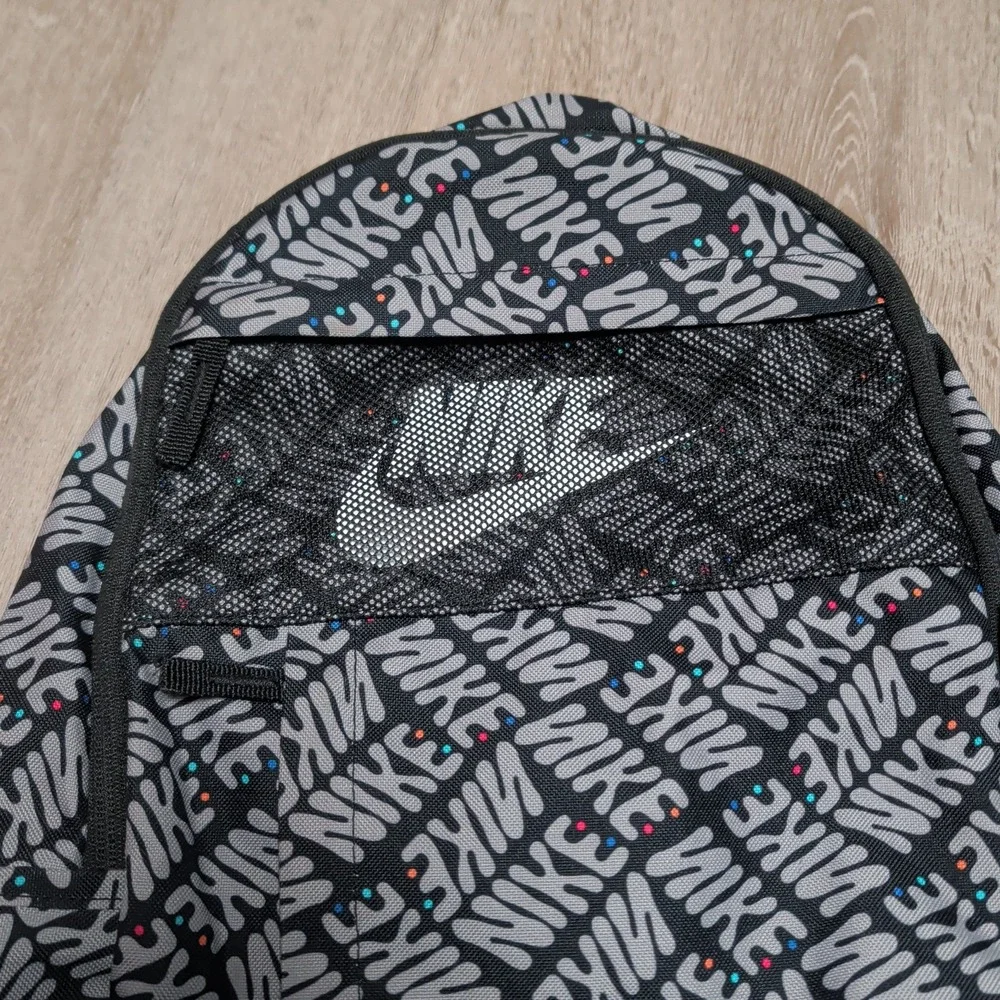 Nike Backpack Unisex OS Youth Black Grey All-Over Logo Print Elemental Bag